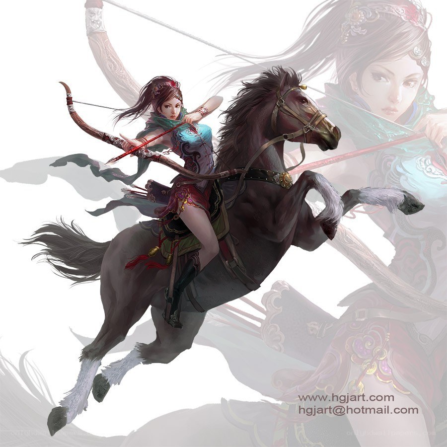 female archer on horseback