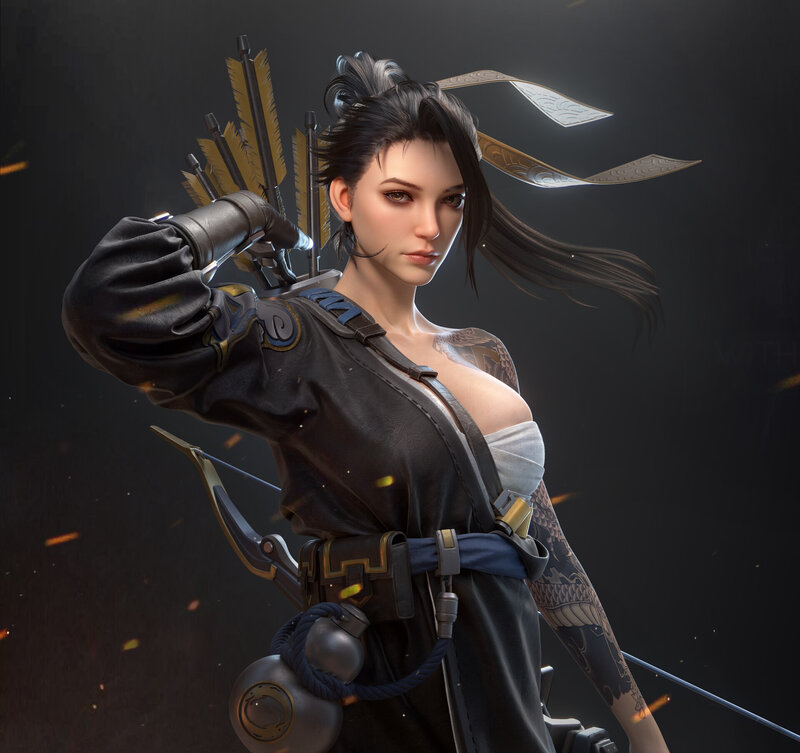 Female Archer Warrior — Black