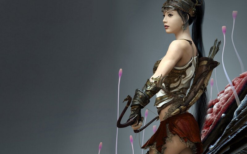 Female Archer Warrior — Gray, Dramatic