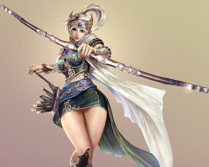 Female Archer Warrior — Green, Dramatic