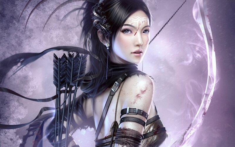 Female Archer with Arrows — Digital Art
