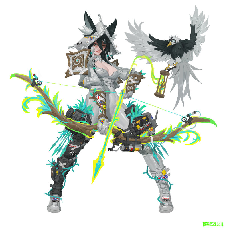 Female Archer with Bird