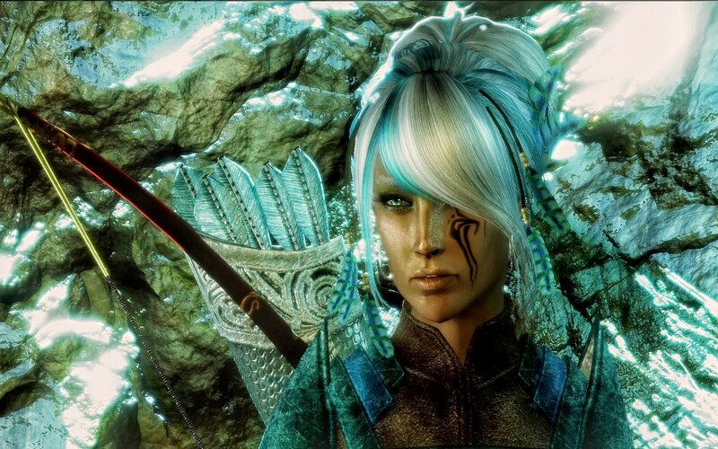 Female Archer with Blue Hair