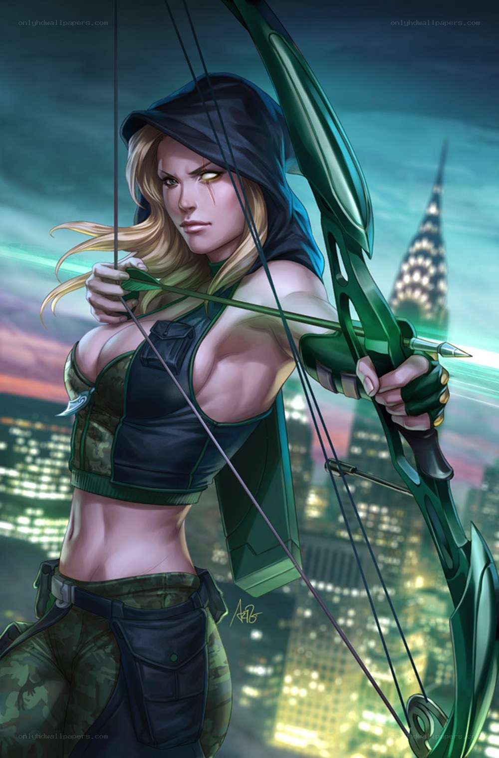 female archer with bow