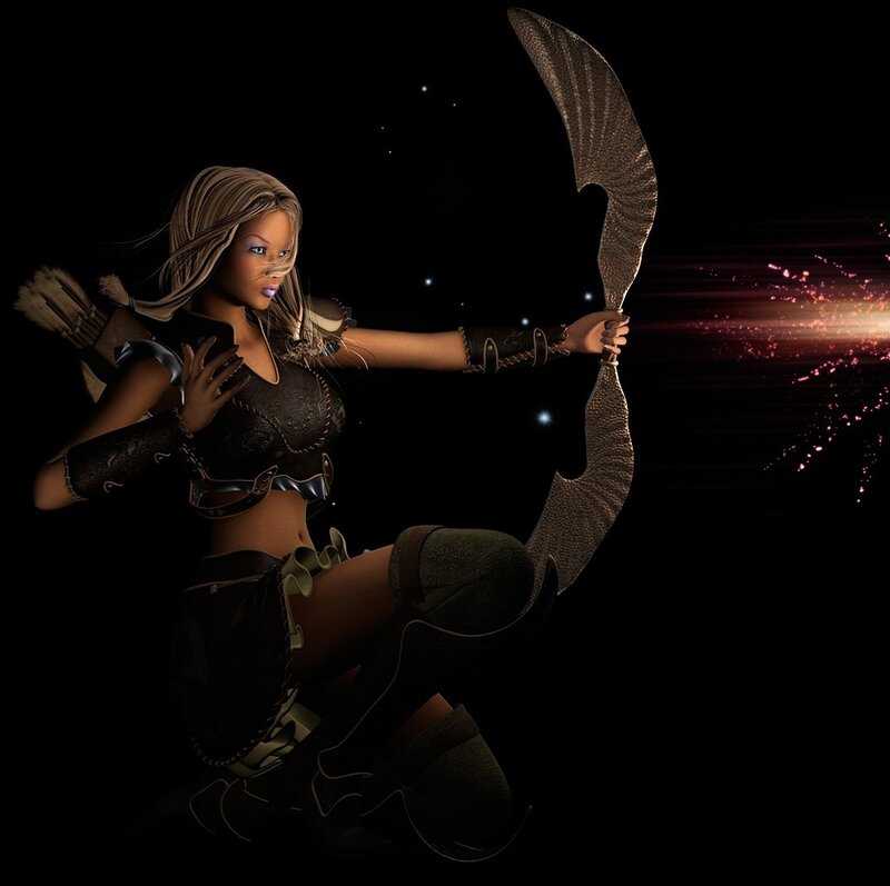 Female Archer with Bow — Black