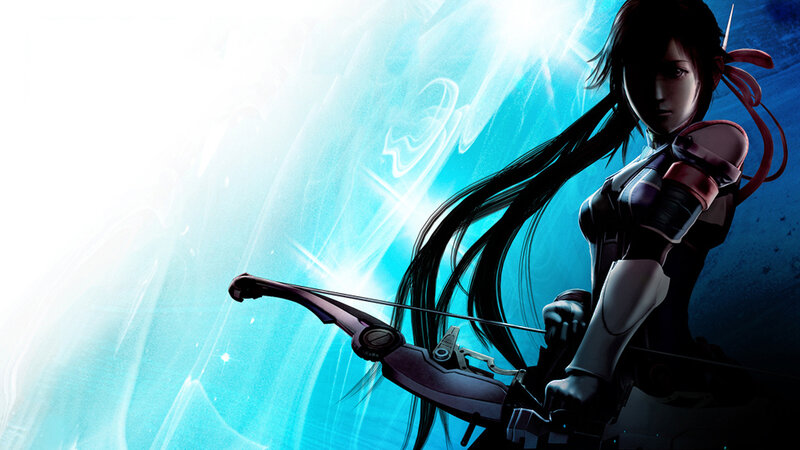 Female Archer with Bow — Blue, Dramatic, Anime