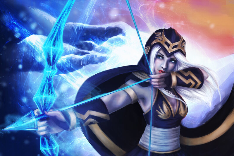 Female Archer with Bow — Blue, Dramatic, Winter