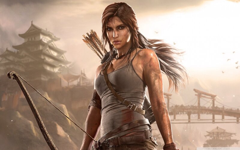 Female Archer with Bow — Brown, Dramatic, Sunset, Digital Art, Castle