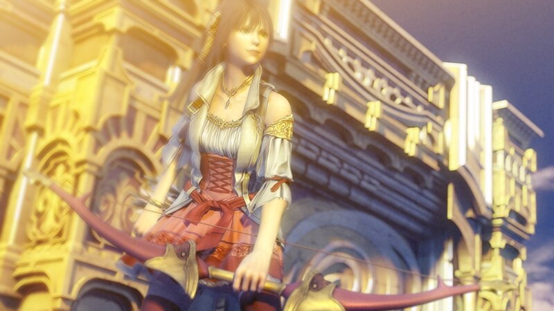 Female Archer with Bow — Gold, Dramatic