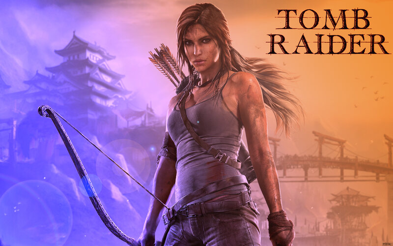Female Archer with Bow — Purple, Dramatic, Sunset