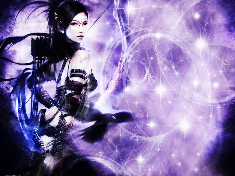 Female Archer with Bow — Purple