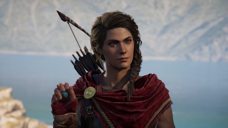 Female Archer with Bow — Red, Serious