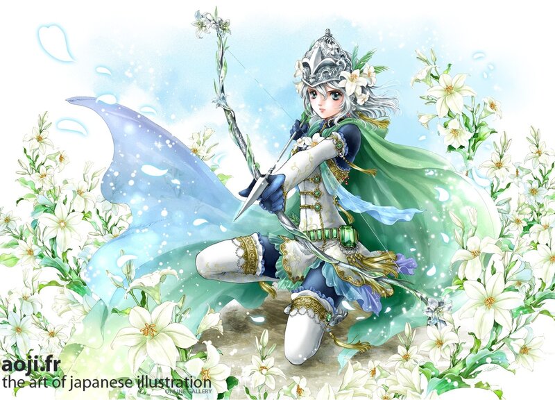Female Archer with Bow — White, Serene