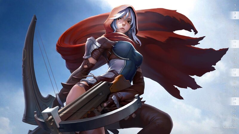 Female Archer with Crossbow — Blue