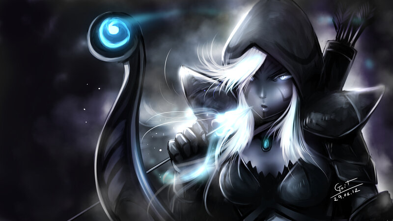 Female Archer with Glowing Bow — Black
