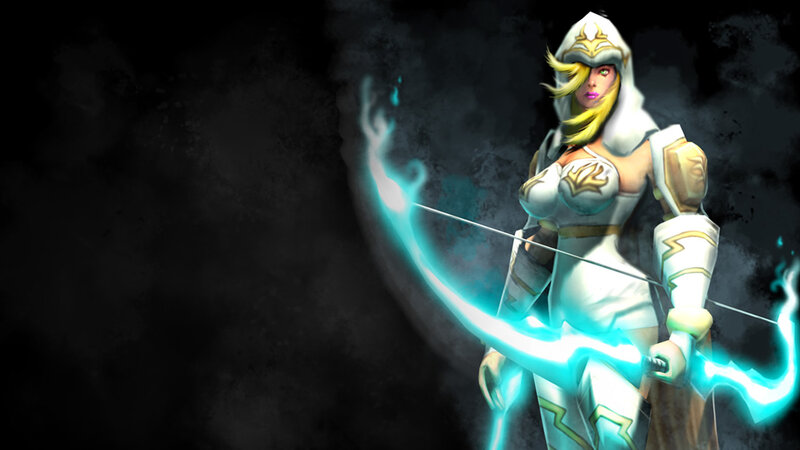 Female Archer with Glowing Bow — White