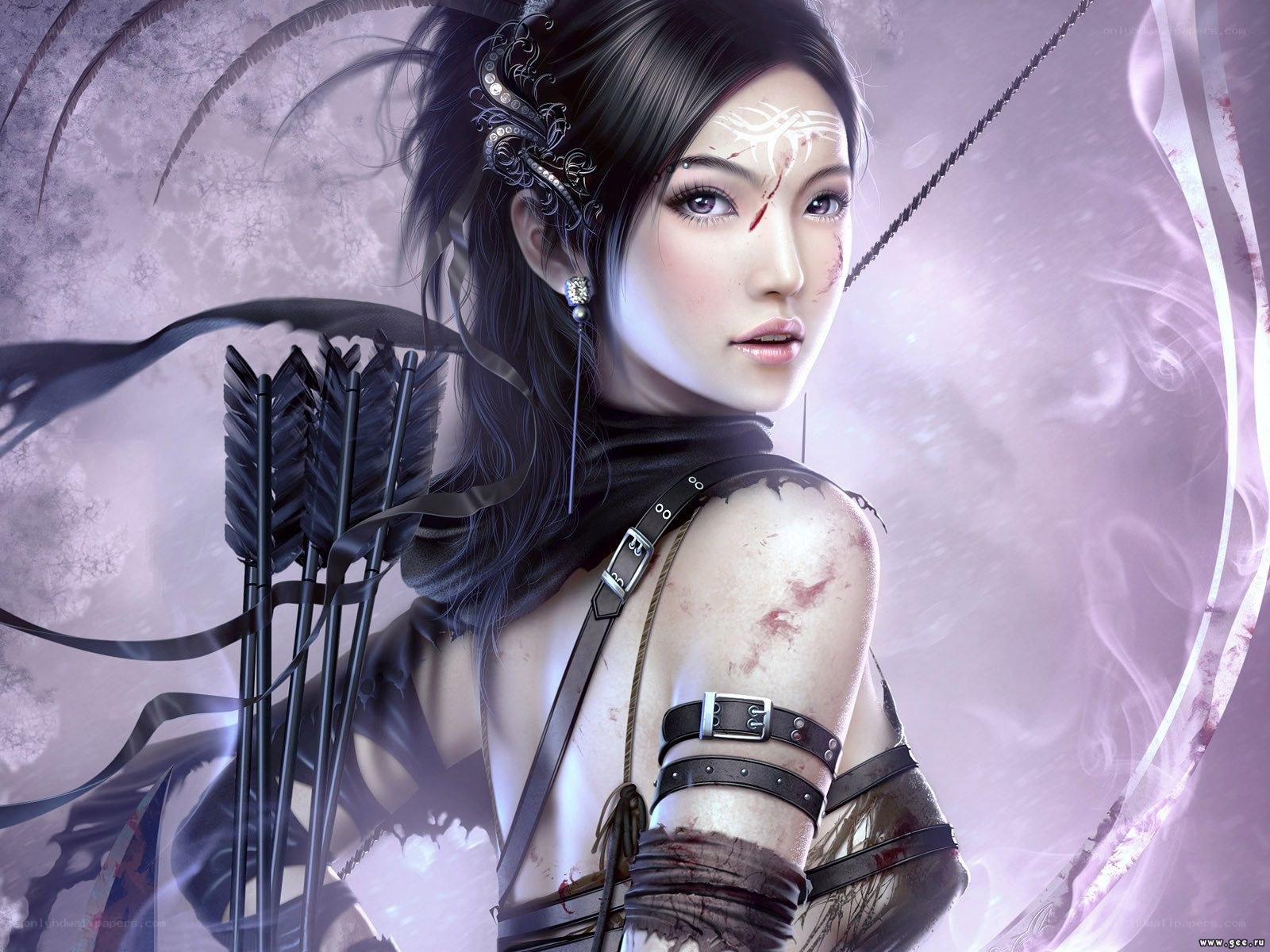 female archer with injuries