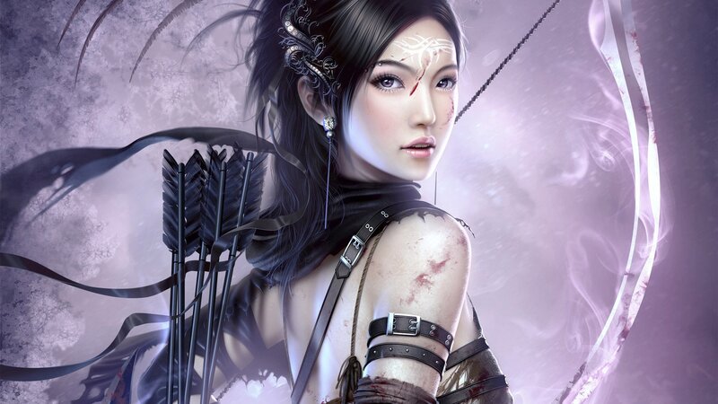 female archer with injuries