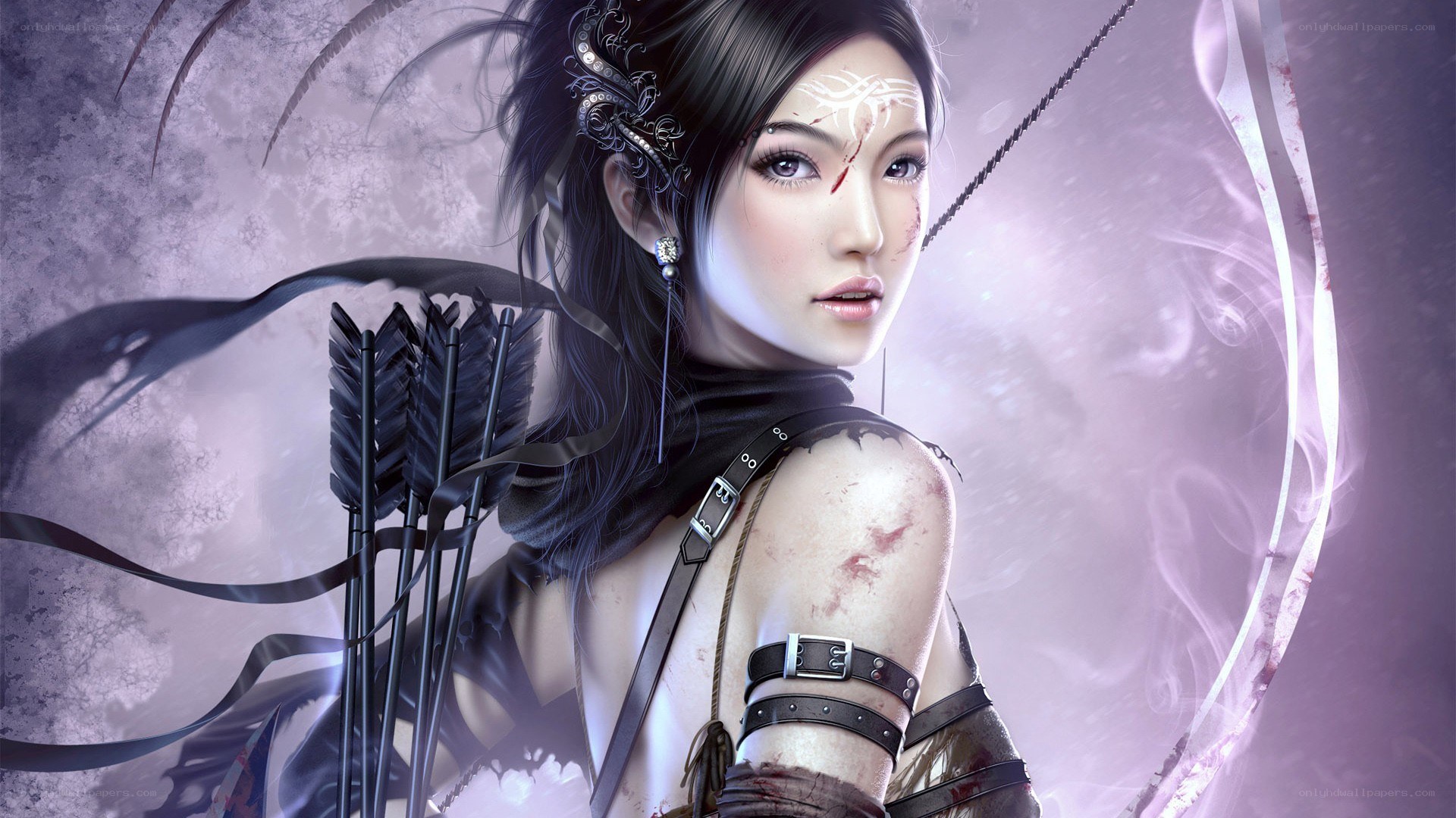 female archer with injuries