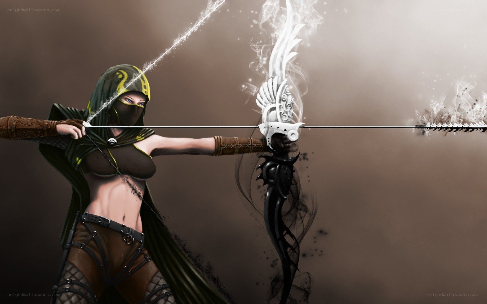 female archer with magical bow