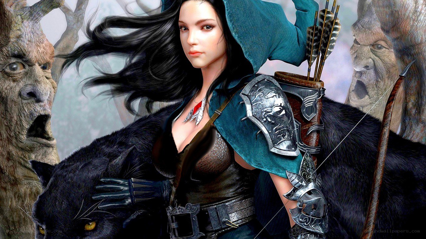 female archer with panther