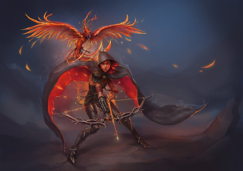 Female Archer with Phoenix