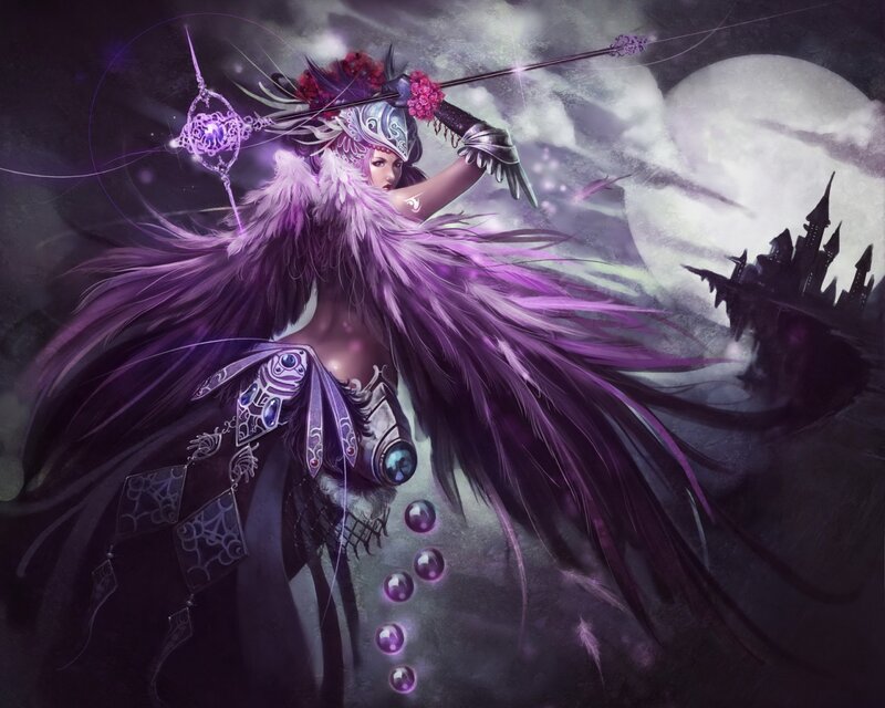 Female Archer with Purple Wings