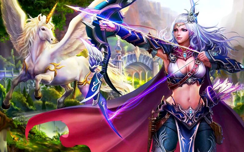 Female Archer with Unicorn