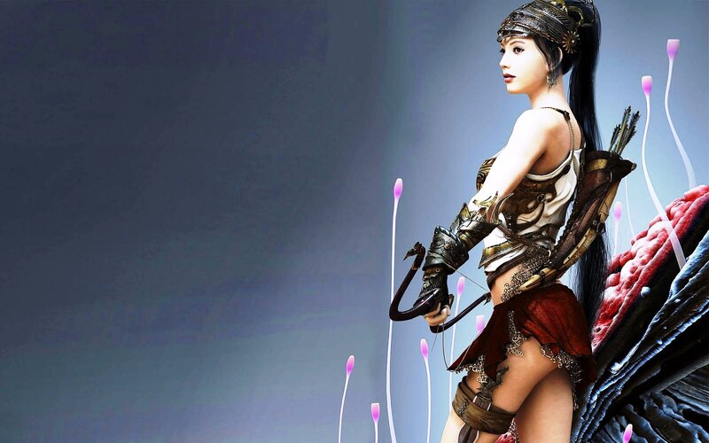 Female Archer with Wings — Blue, Dramatic