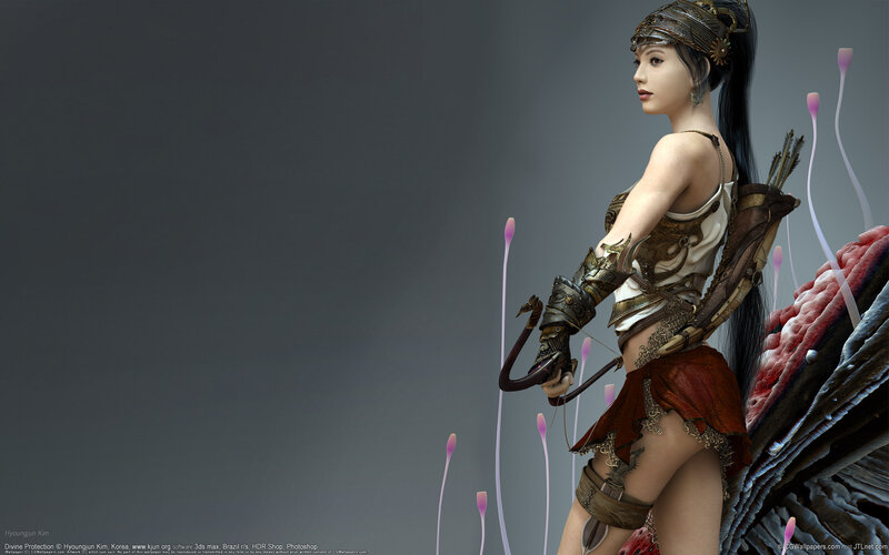 Female Archer with Wings — Gray