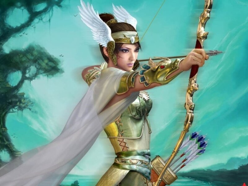 Female Archer with Wings — Green