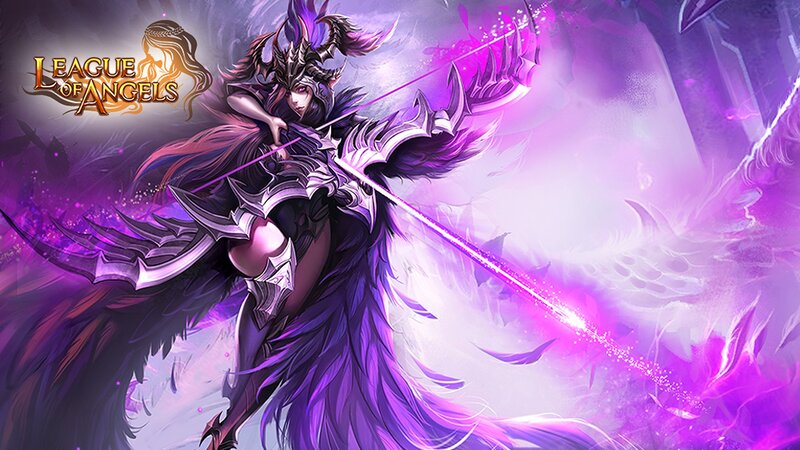 Female Archer with Wings — Purple, Dramatic, Digital Art
