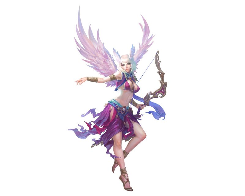 Female Archer with Wings — Purple, Dynamic