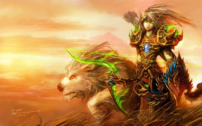 Female Archer with Wolf — Orange