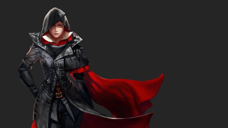 Female Assassin Character — Black, Dramatic, Digital Art