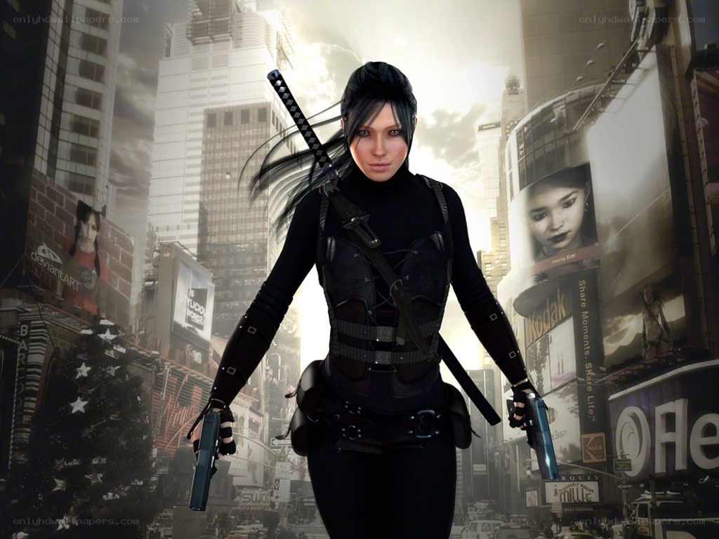 female assassin in city
