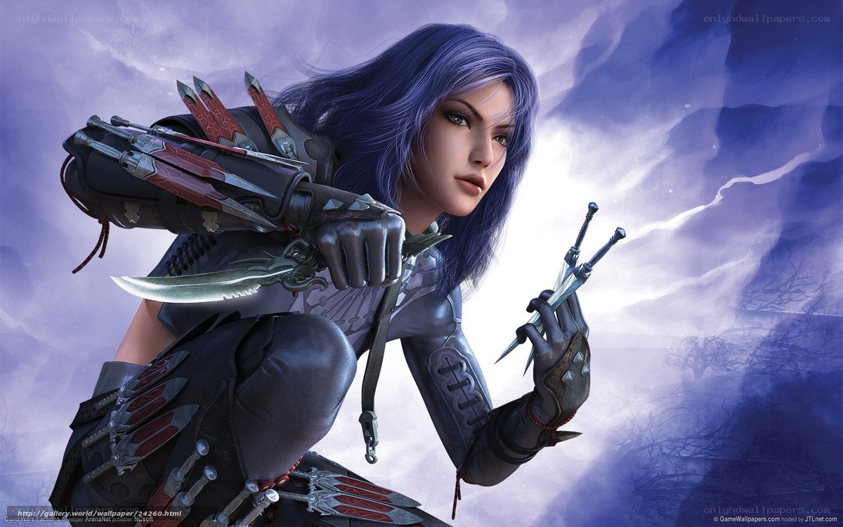 female assassin with daggers