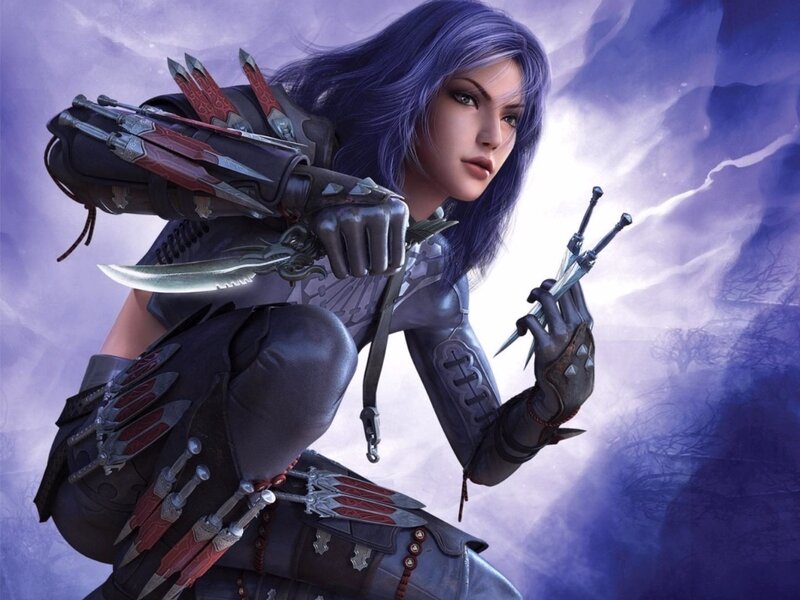 Female Assassin with Weapons