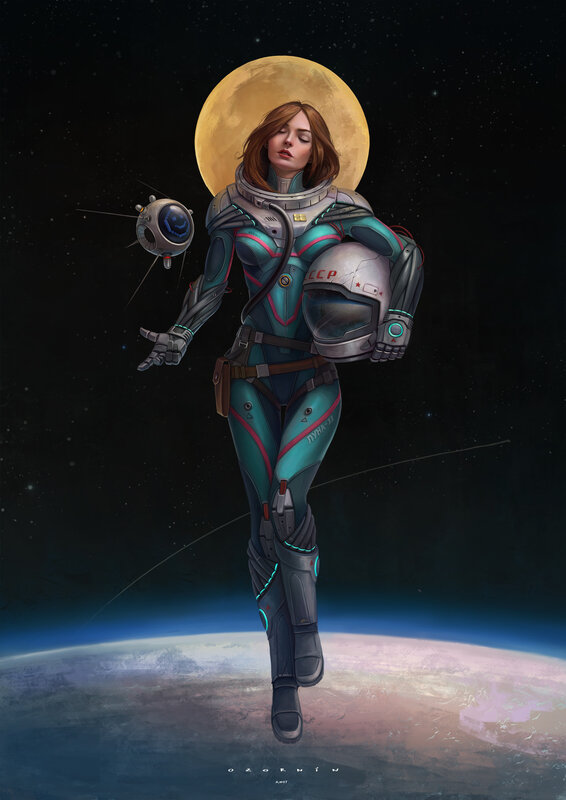 Female Astronaut in Space