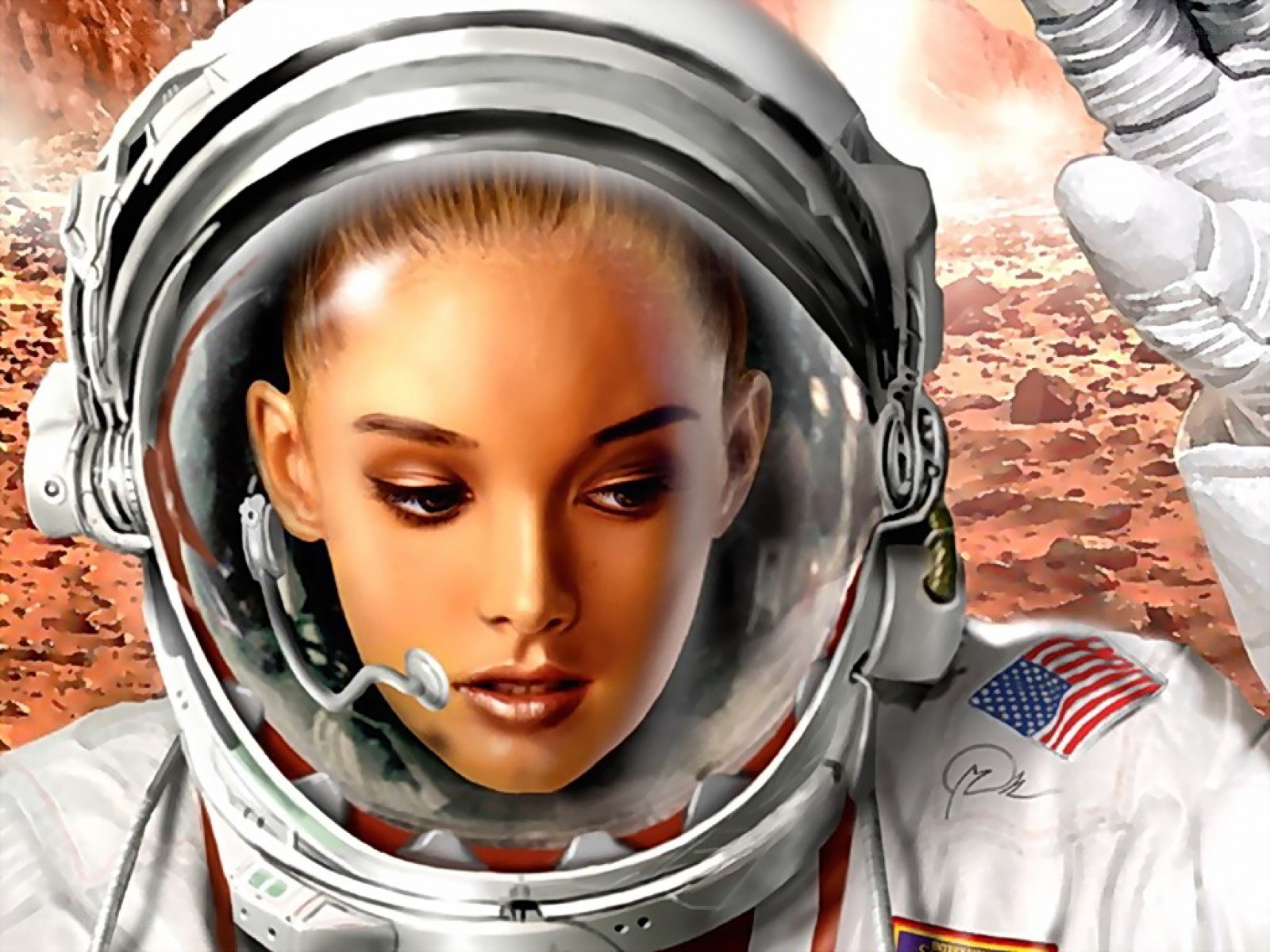female astronaut on mars