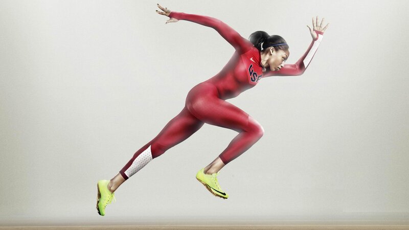 Female Athlete in Red Suit