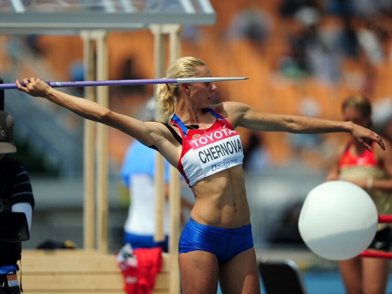 Female Athlete Throwing Javelin