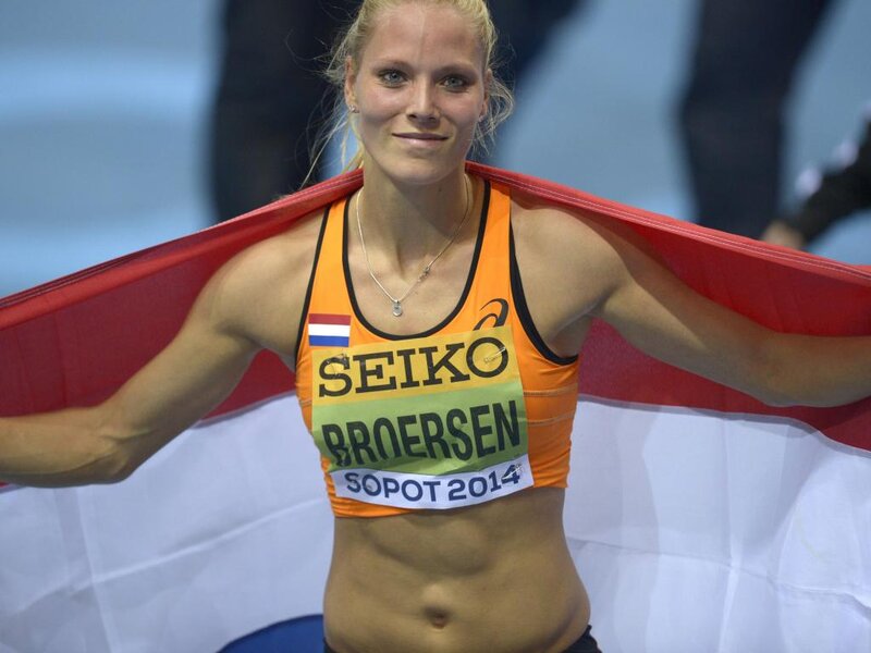 Female Athlete with Flag