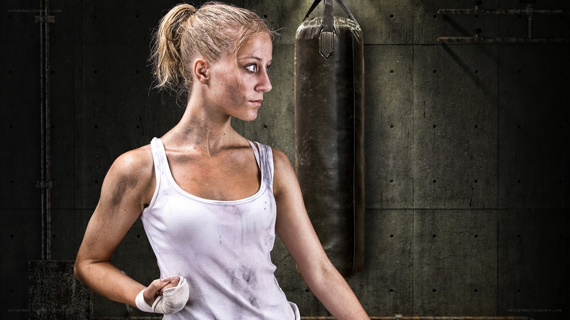 female boxer after training