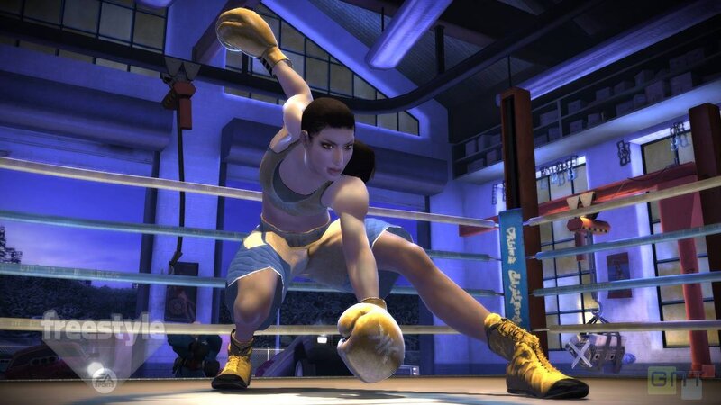 Female Boxer in Ring — Blue