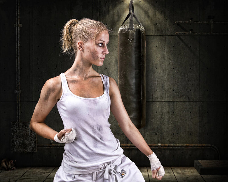 female boxer in training