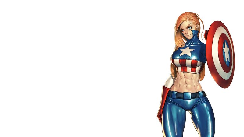 Female Captain America — Blue, Confident
