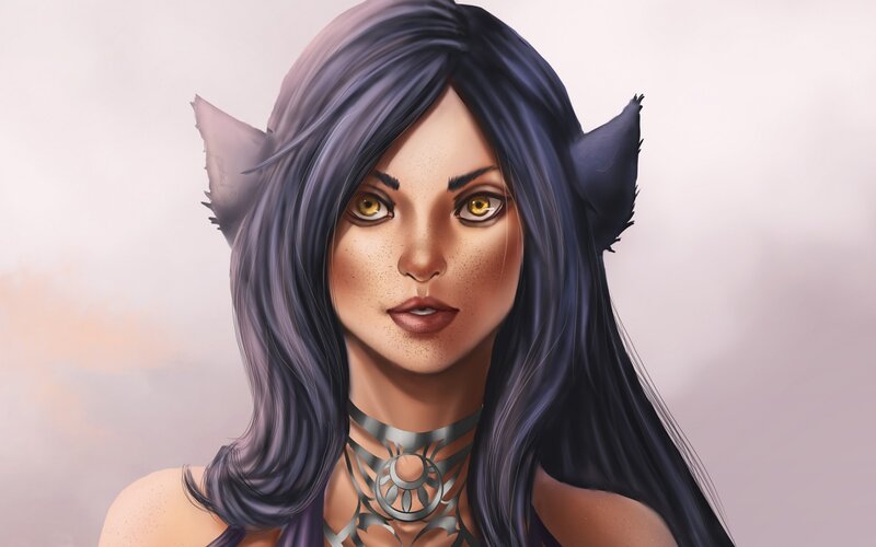 Female Cat-like Character — Purple
