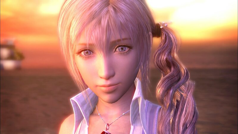female character at sunset