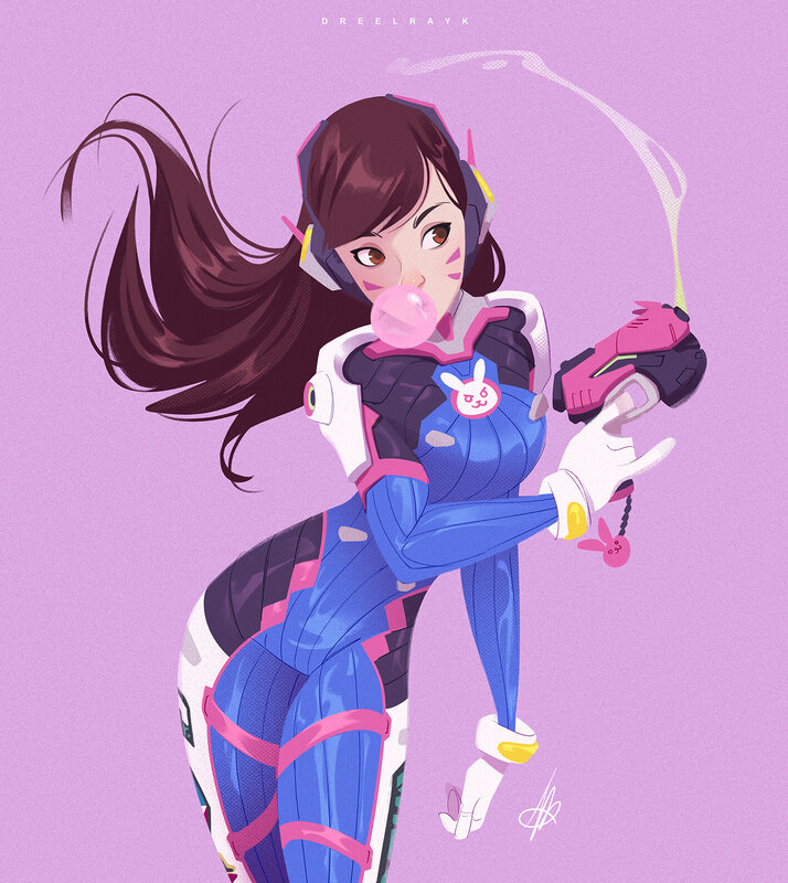 Female Character Blowing Bubble — Purple